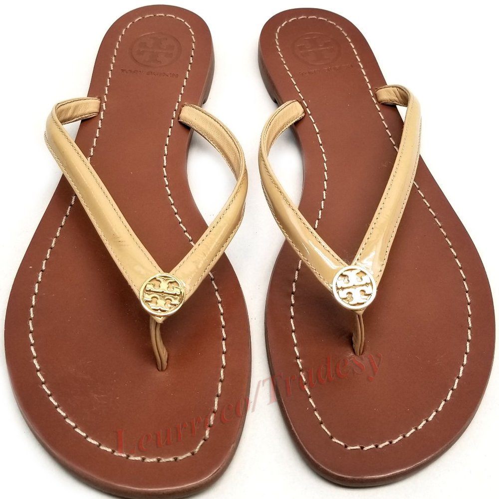 Tory Burch Nude Patent 'terra' Flip Flop Sandals